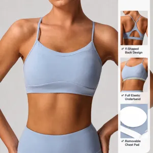 Soutien-gorge de sport respirant pour femme avec coussinets amovibles et dos nageur.