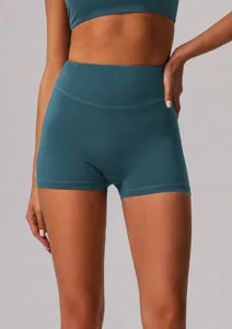 Short de yoga sans coutures taille haute femme fitness course entrainement sport bleu badge