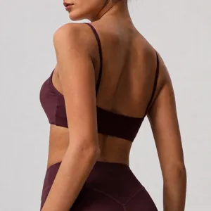 Reggiseno Sportivo da Donna Effetto Seconda Pelle Scollo a U Schiena Scoperta Imbottito Fitness Yoga Corsa Top Activewear