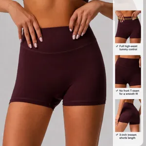 Shorts de Yoga Sans Coutures Taille Haute pour Femmes Fitness Entraînement Course Ventre Plat