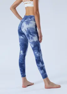 Γυναικείο κολάν γιόγκα tie dye ψηλόμεσο seamless push up fitness άνοιξη καλοκαίρι