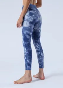 Λεπτομερής όψη κολάν γιόγκα ψηλόμεσο tie dye γυναικείο χωρίς ραφές αθλητικό παντελόνι