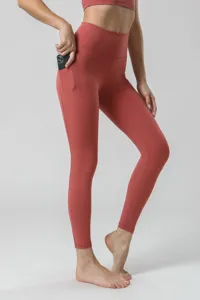 Mallas de yoga de talle alto con bolsillo detalle, pantalón deportivo sensación desnuda suave.