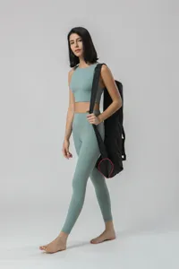 Ensemble yoga femme haut court legging taille haute avec sac de yoga fitness sport