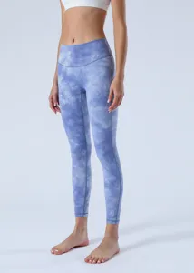 Λεπτομέλεια κολάν γιόγκα tie-dye ψηλόμεσο για γυναίκες, αθλητικό παντελόνι fitness.