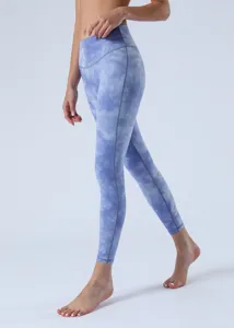 Γυναικείο ψηλόμεσο κολάν γιόγκα tie-dye χωρίς ραφές, μαλακό αθλητικό παντελόνι fitness.