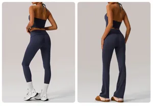 Conjunto de yoga espalda descubierta mujer ropa deportiva talle alto fitness entrenamiento