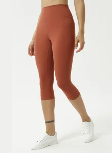 Damen High Waist kurze Yogahosen, butterweiche doppelt gebürstete Sport Fitness Leggings.