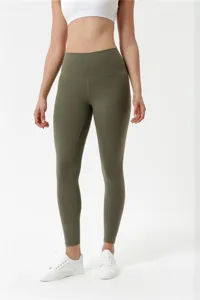 Leggings yoga vita alta da donna pantaloni sportivi fitness verde militare aderenti