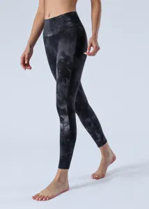 Γυναικείο κολάν γιόγκα ψηλόμεσο tie-dye, αθλητικό παντελόνι χωρίς ραφές για fitness.