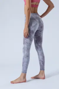 Γυναικείο αθλητικό κολάν γιόγκα ψηλόμεσο tie-dye χωρίς ραφές για προπόνηση και fitness.