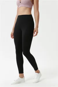 Pantaloni da yoga a vita alta donna sportivi dettaglio tessuto traspirante vestibilità.