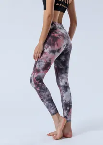 Ψηλόμεσο κολάν γιόγκα tie dye λεπτομέρεια σχεδίου χωρίς ραφές ελαστικό αθλητικό παντελόνι.
