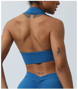Soutien-gorge de yoga dos nu style européen, gilet de sport fitness sans dos rembourré.
