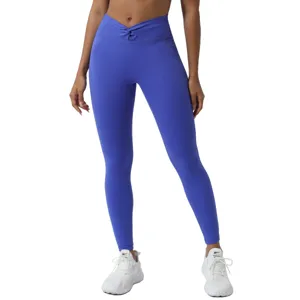 Pantaloni da Yoga a Vita Alta con Torsione Crociata da Donna Leggings Fitness Controllo Pancia Sollevamento Glutei