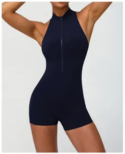 Dames sportieve rits fitness jumpsuit naadloze activewear yoga romper sportkleding