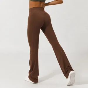 Crossover High Waist Schlag Yoga Hose für Damen, Push Up Fitness Sporthose Leggings.