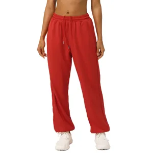 Women's High Waist Cuffed Sweatpants Casual Loose Straight Jogger Pants Moisture Wicking Athletic Pants With Pockets