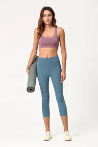 Damen Yoga Set Sport BH und hohe Taille Capri Leggings für Fitness Training Sportbekleidung.