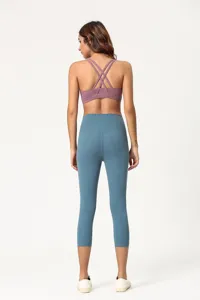 Damen Yoga Set Kreuzrücken Sport-BH hochtaillierte Capri Leggings Fitness Sportbekleidung