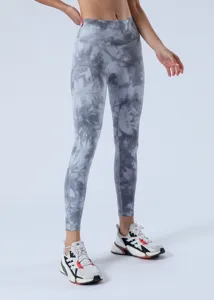Γυναικείο ψηλόμεσο κολάν γιόγκα tie-dye, αθλητικό κολάν γυμναστικής χωρίς ραφές.