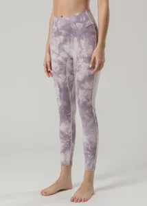 Γκέτες γιόγκα ψηλόμεσες με τύπωμα tie-dye και σχέδιο χωρίς ραφές ελαστικές άνετες.