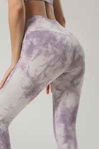 Γυναικείο κολάν γιόγκα ψηλόμεσο tie-dye, αθλητικό παντελόνι fitness χωρίς ραφές.