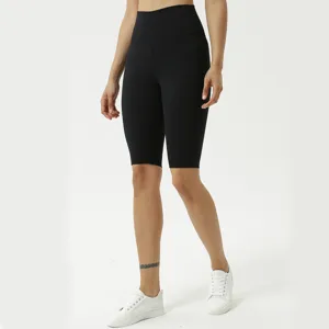 Short de yoga noir taille haute pour femme short de cycliste de fitness extensible sport.