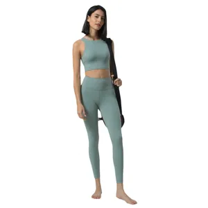 Ensemble de yoga sans couture pour femme, taille haute fitness gym course sport vetement.
