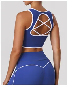 Set reggiseno sportivo e leggings con bordi a contrasto donna fitness yoga palestra sport