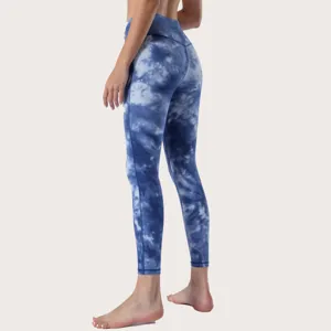 Pantalon de yoga tie-dye taille haute pour femme, legging de fitness sans couture confortable