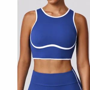 Reggiseno Sportivo da Donna con Design Bicolore e Stile Incrociato Top da Fitness Imbottito Ideale per Corsa, Yoga e Allenamento