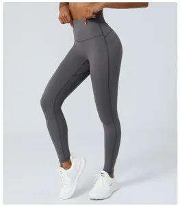 Hoge taille sport yoga leggings voor vrouwen, comfortabele fitness broek in detail.