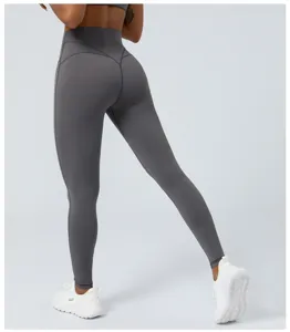 Dames hoge taille push-up yoga broek, nude-feeling sneldrogende fitness legging detail