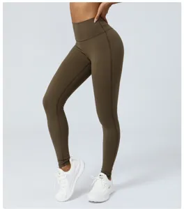 Hoge taille blote gevoel yoga broek ingekorte fitness leggings met push up en sneldrogende stof.
