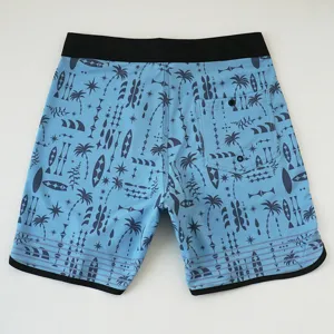 Costume da bagno uomo asciugatura rapida pantaloncini mare con stampa palma tropicale.