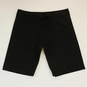 Pantaloncini da bagno neri elastici da uomo, pantaloncini da spiaggia asciugatura rapida.