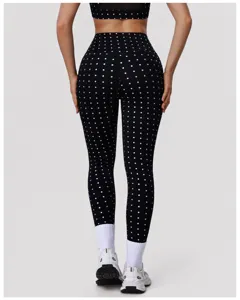 Zilveren stip fitness set dames crop top hoge taille yoga legging hoge elasticiteit