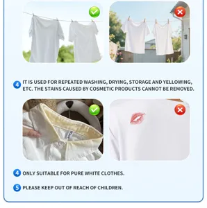 Feuilles de blanchiment pour vetements blancs pour enlever les taches et reparer le jaunissement.