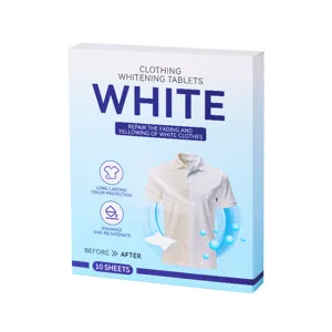 Pastilles de blanchiment pour le linge, élimine le jaunissement, 10 feuilles par boîte.