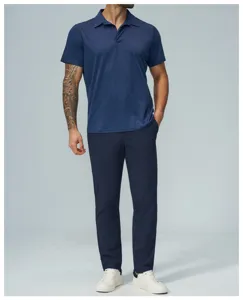 Men's casual straight quick-drying trousers detail view, comfortable golf commuting pants.