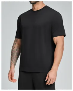Men quick dry sports t shirt short sleeve breathable fitness running athletic top black 5091
