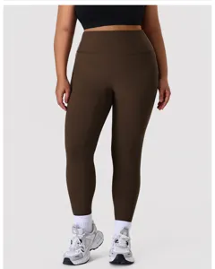 Plus size hoge taille yoga leggings voor vrouwen fitness sportbroek hardlopen elastisch bruin