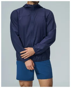 Men's outdoor sun protection hooded zip jacket, perfect for hiking, fitness and fishing activities.