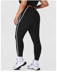 Grosse Grössen High Waist Yoga Leggings mit Seitenstreifen für Damen Fitness Sport Hose