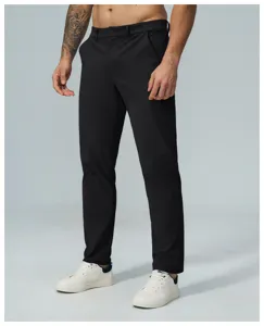 Mens casual straight-leg quick-drying trousers solid black business outdoor pants.