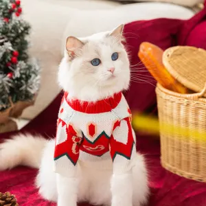 Pull de Noël pour animaux de compagnie chats et petits chiens, vêtement en tricot chaud style festif.