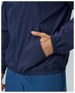 Men's outdoor sun protection zip jacket detail view, breathable hiking sportswear activewear.