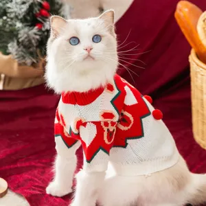 Pull tricoté de noël pour chat, vêtement d'hiver confortable et chaud pour animaux de compagnie.