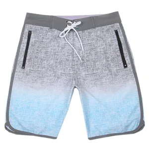 Mens quick dry board shorts gradient swim trunks with zipper pockets for beach surf and sport